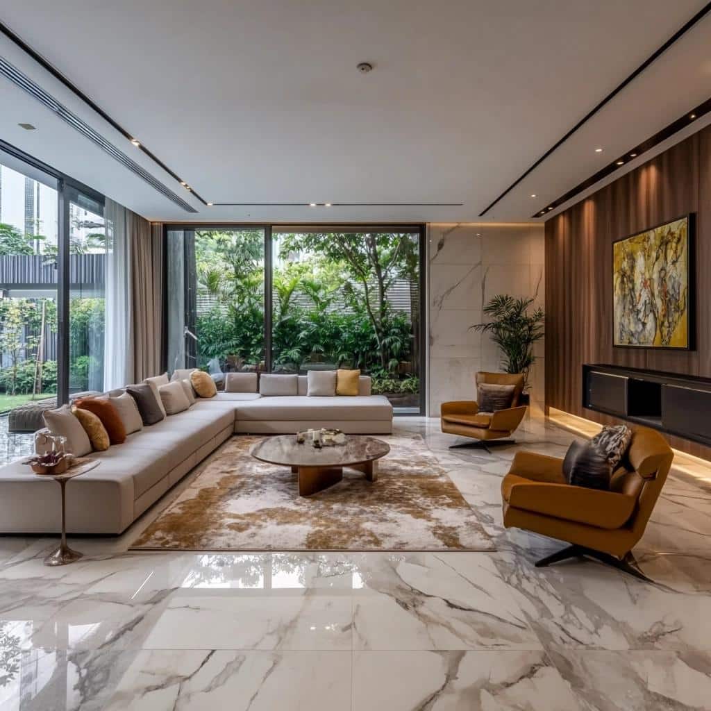 Professional large-format tile installation